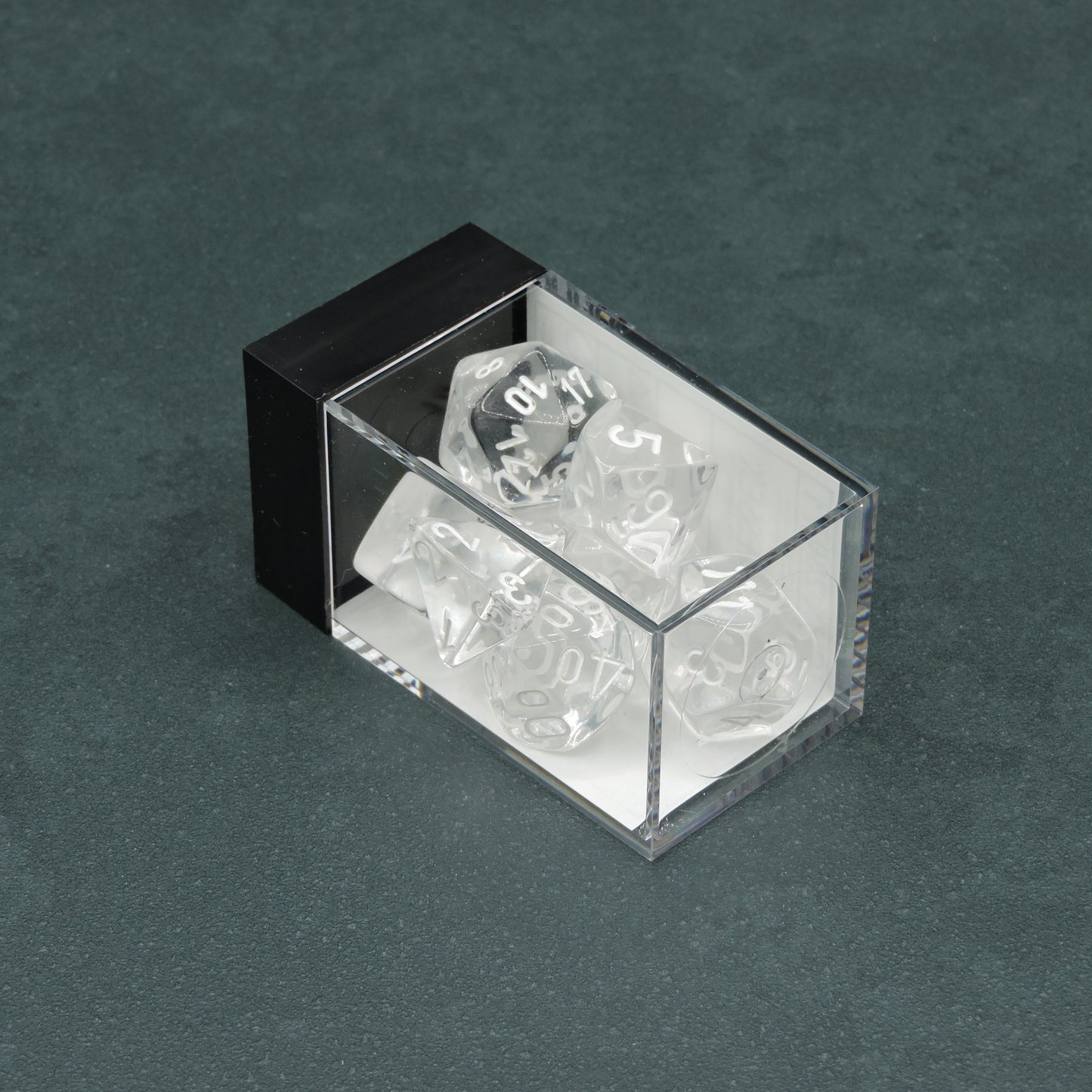 Clear w/ white Translucent Polyhedral 7-die Set