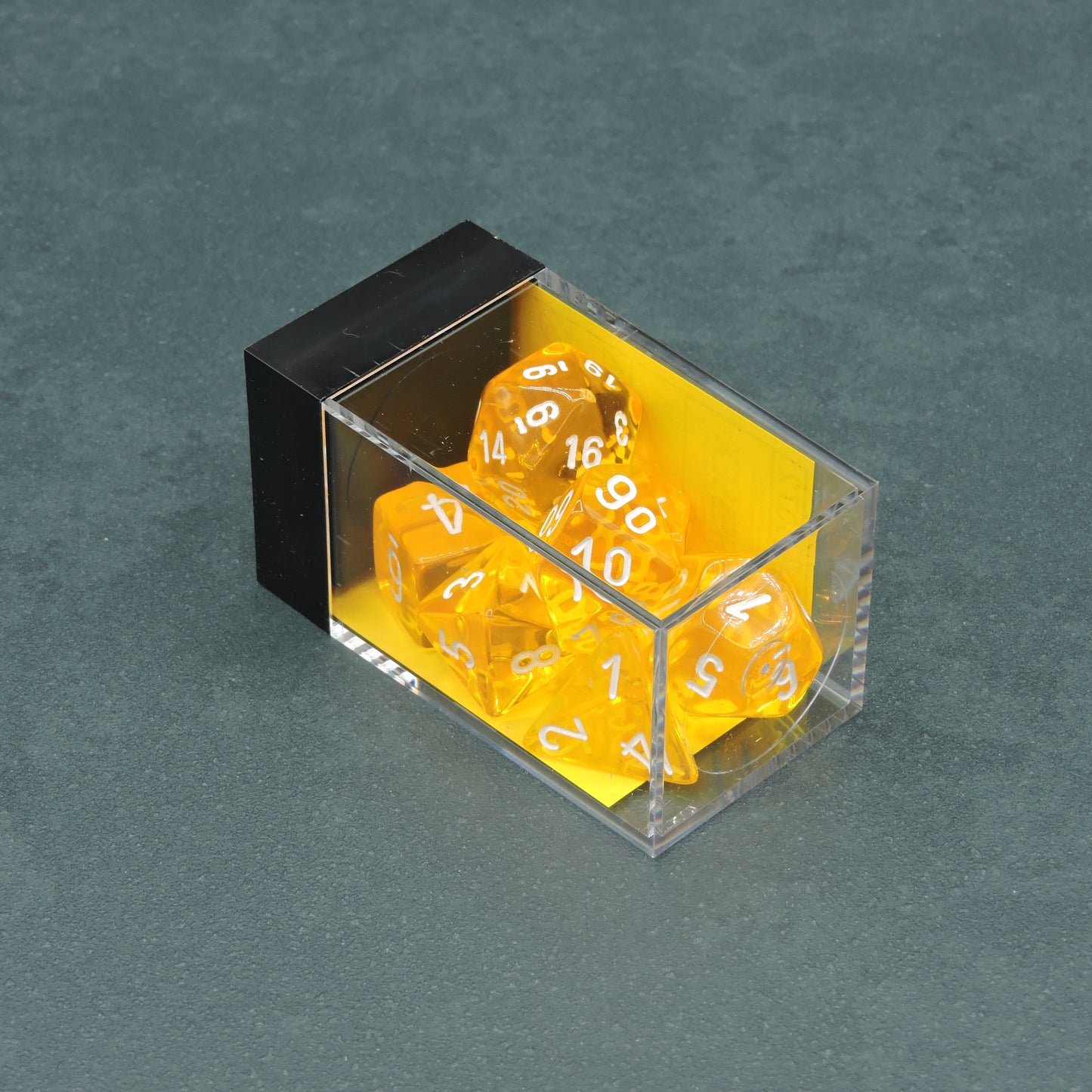 Yellow w/ white Translucent Polyhedral 7-die Set