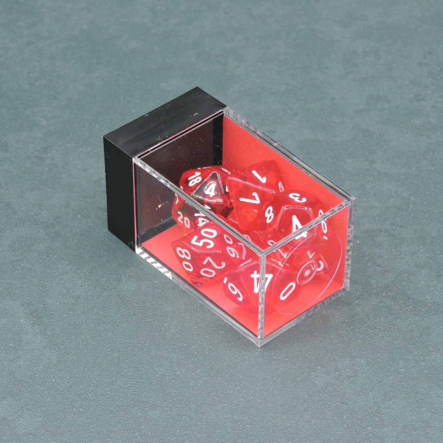 Red w/ white Translucent Polyhedral 7-die Set