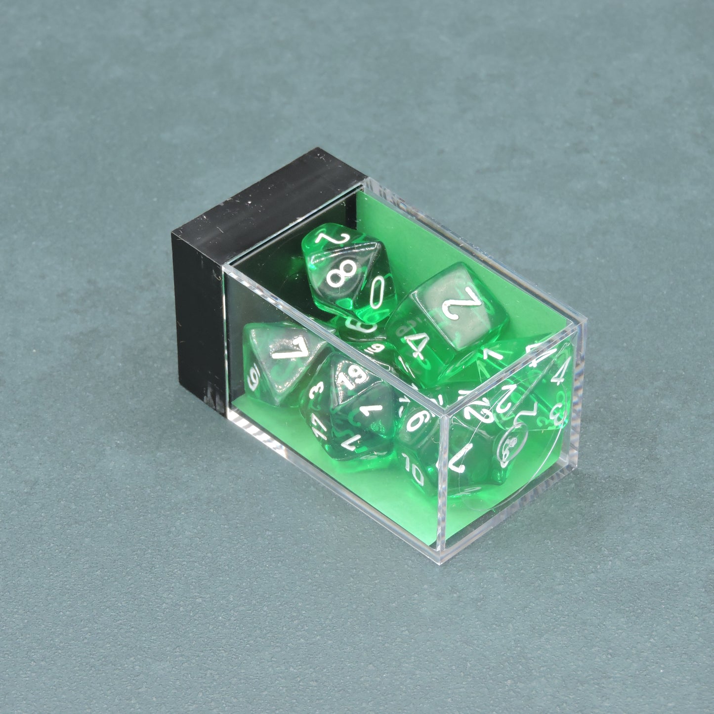 Green w/ white Translucent Polyhedral 7-die Set