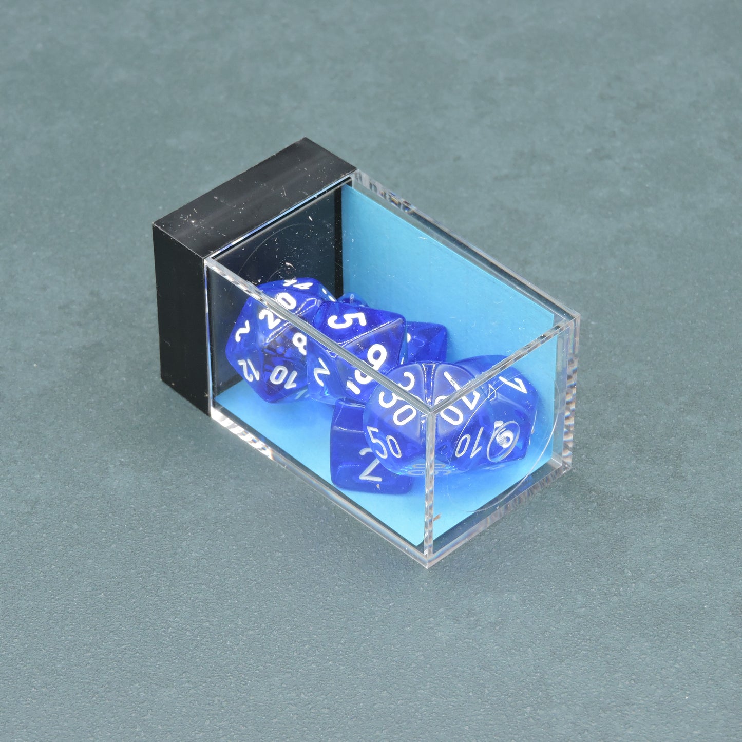 Blue w/ white Translucent Polyhedral 7-die Set