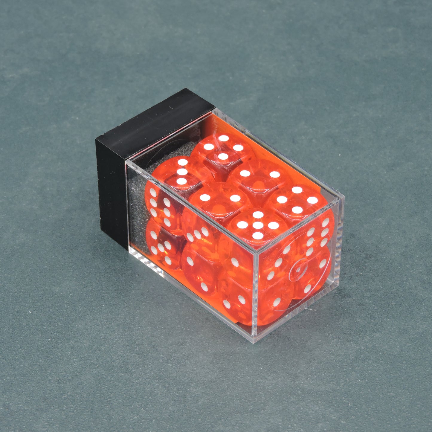 Orange w/ white Translucent 16mm d6 Dice Block (12 dice)