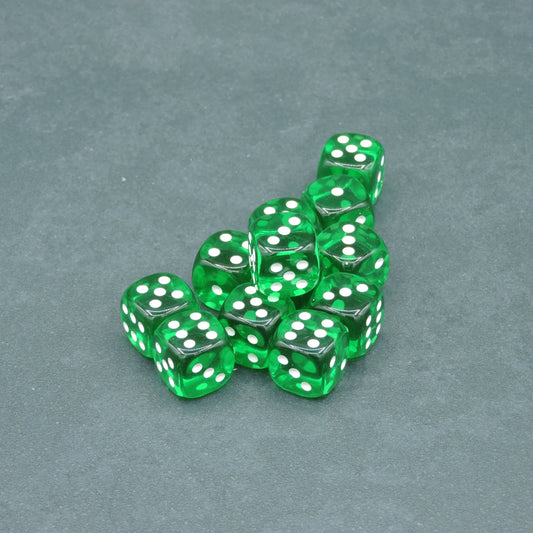 Green w/ white Translucent 16mm d6 Dice Block