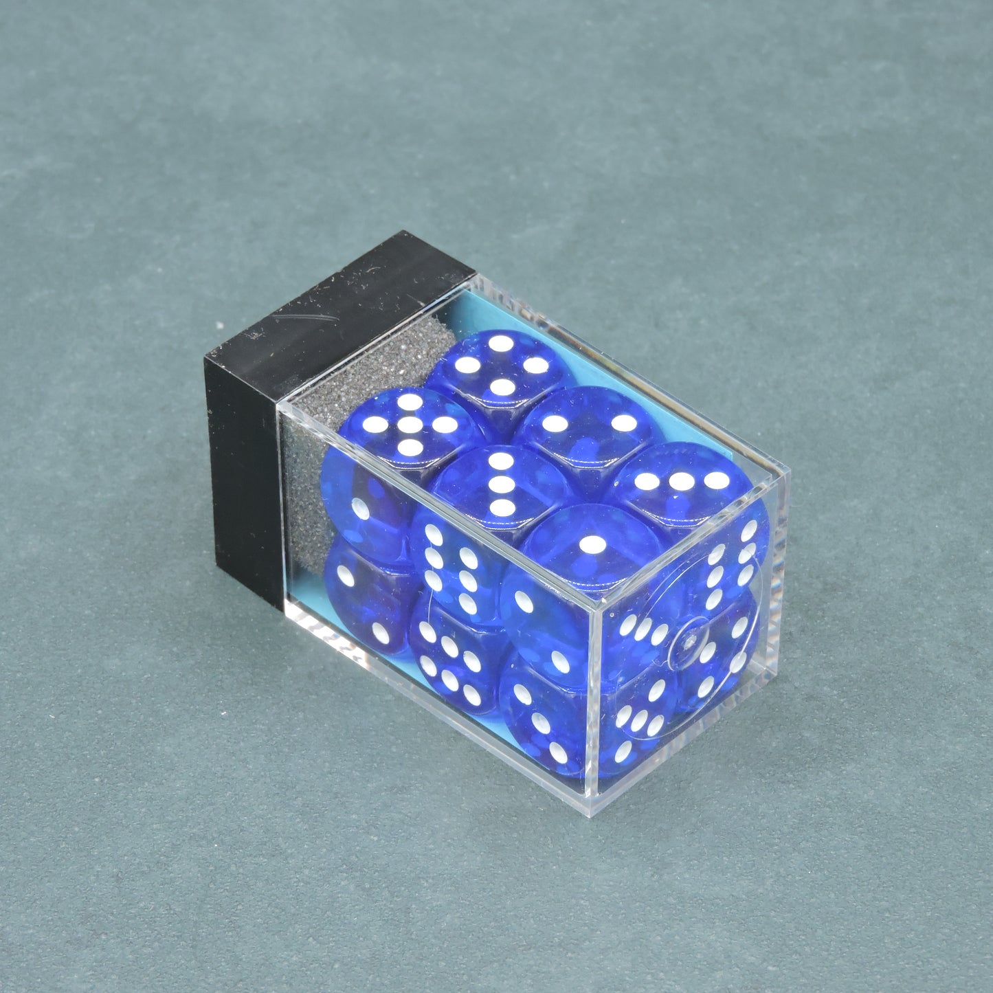 Blue w/ white Translucent 16mm d6 Dice Block (12 dice)