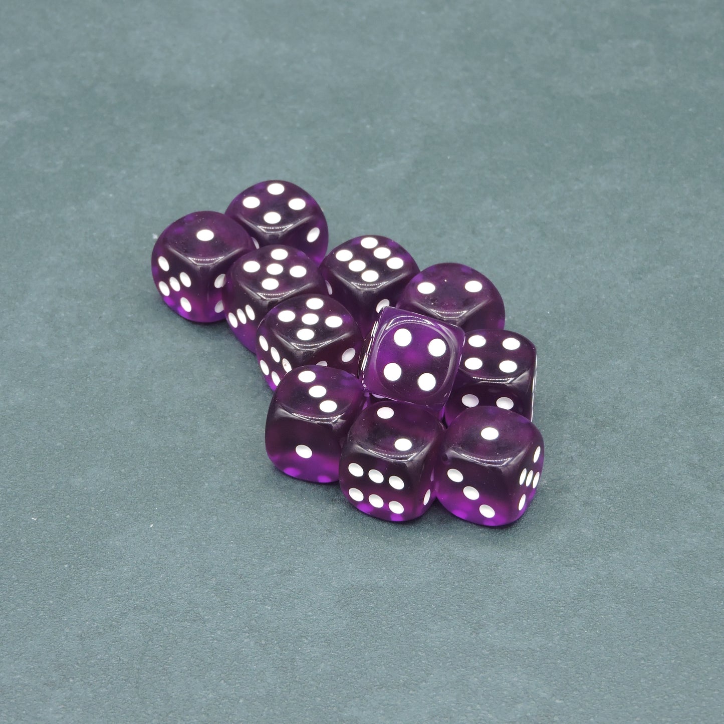 Purple w/ white Translucent 16mm d6 Dice Block (12 dice)
