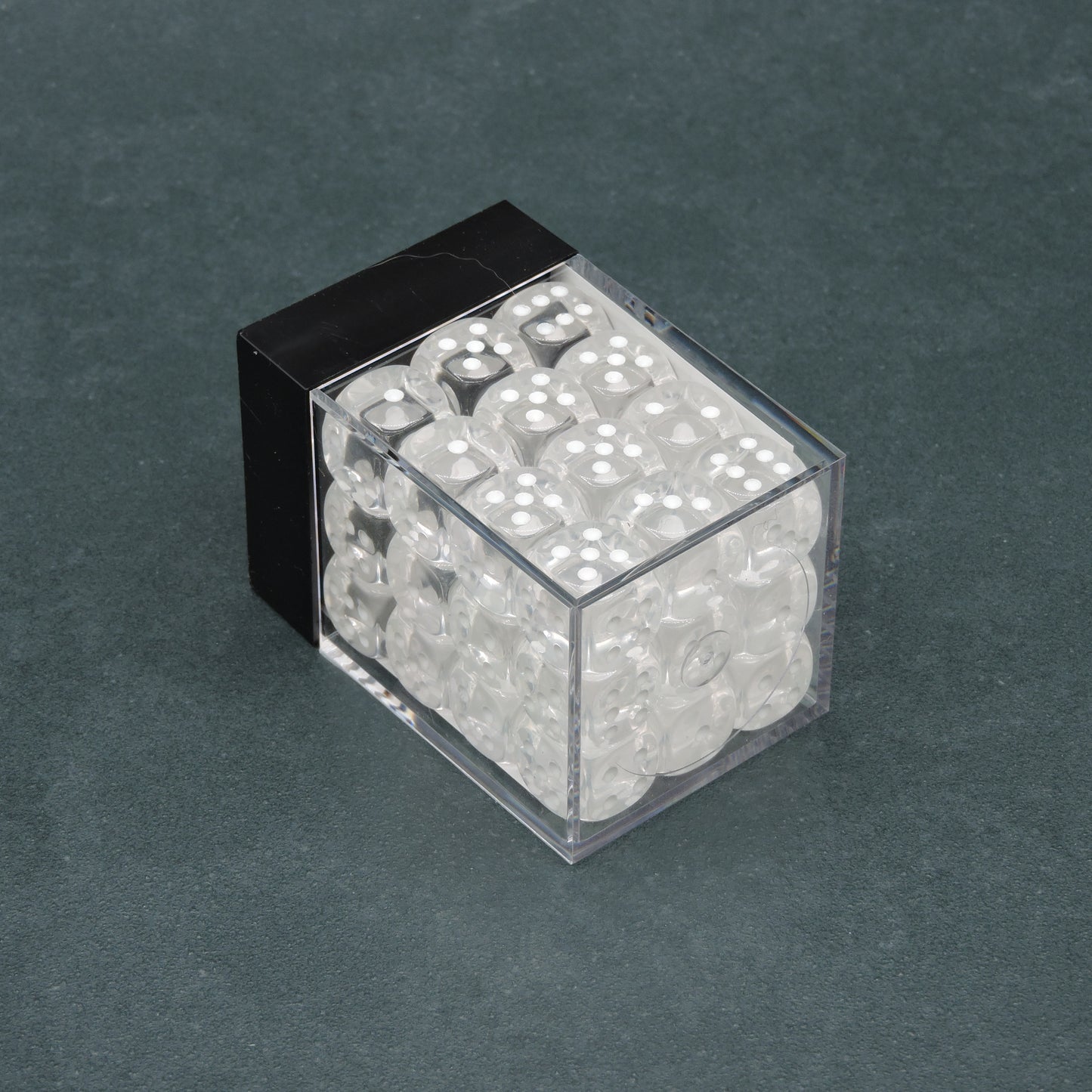 Clear w/ white Translucent 12mm d6 Dice Block (36 dice)