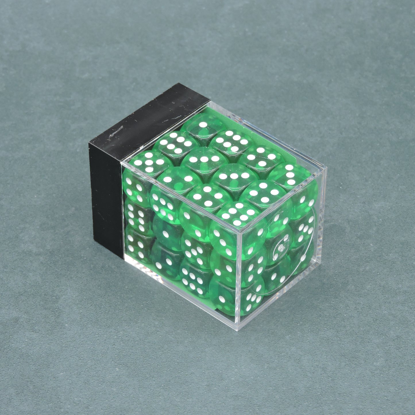 Green w/ white Translucent 12mm d6 Dice Block (36 dice)