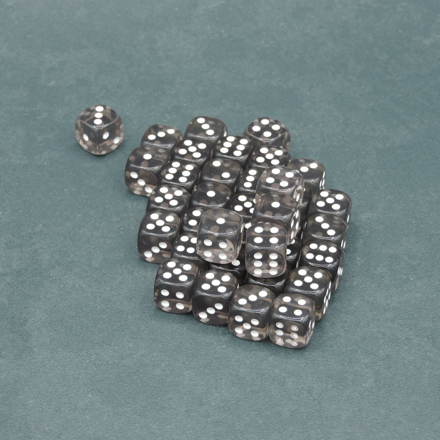 Smoke w/ white Translucent 12mm d6 Dice Block (36 dice)