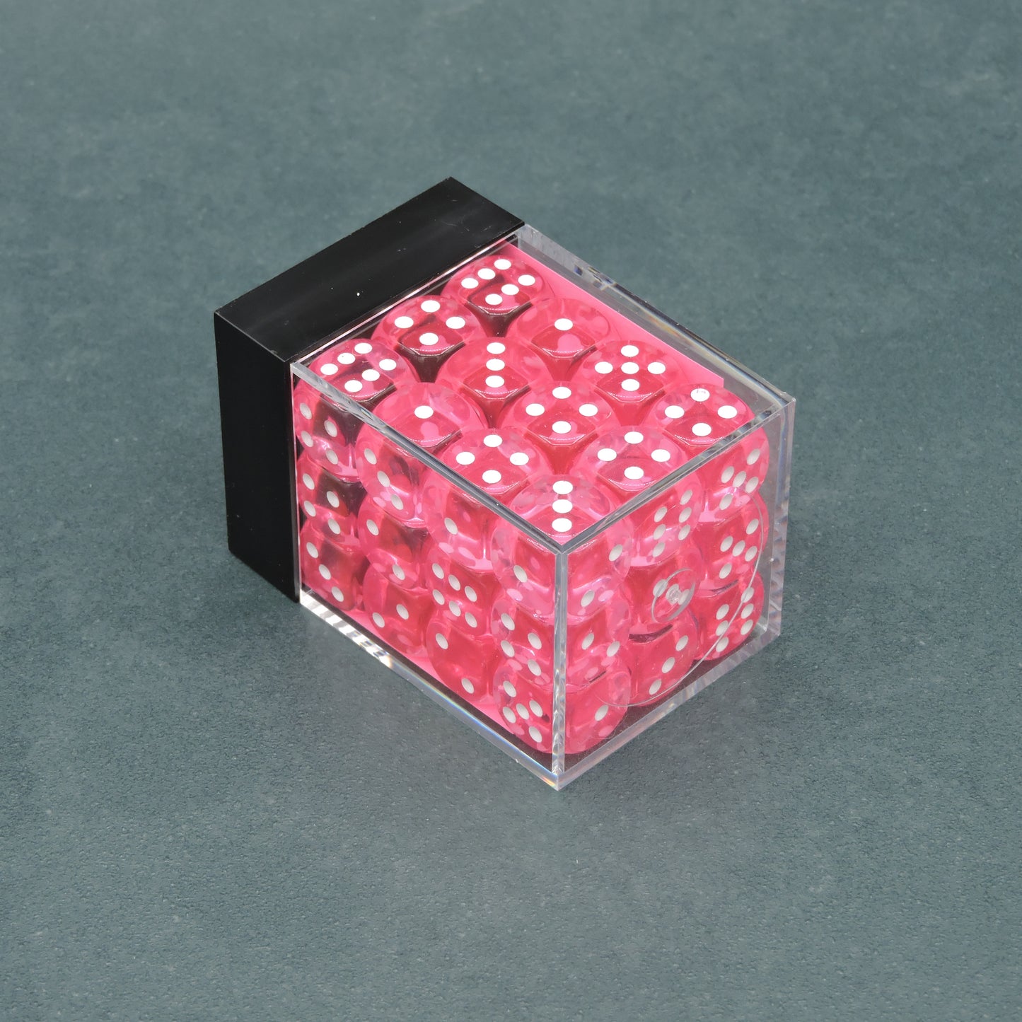 Pink w/ white Translucent 12mm d6s Dice Block (36 dice)