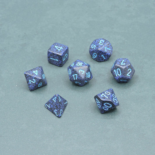 Cobalt Speckled Polyhedral 7-die Set