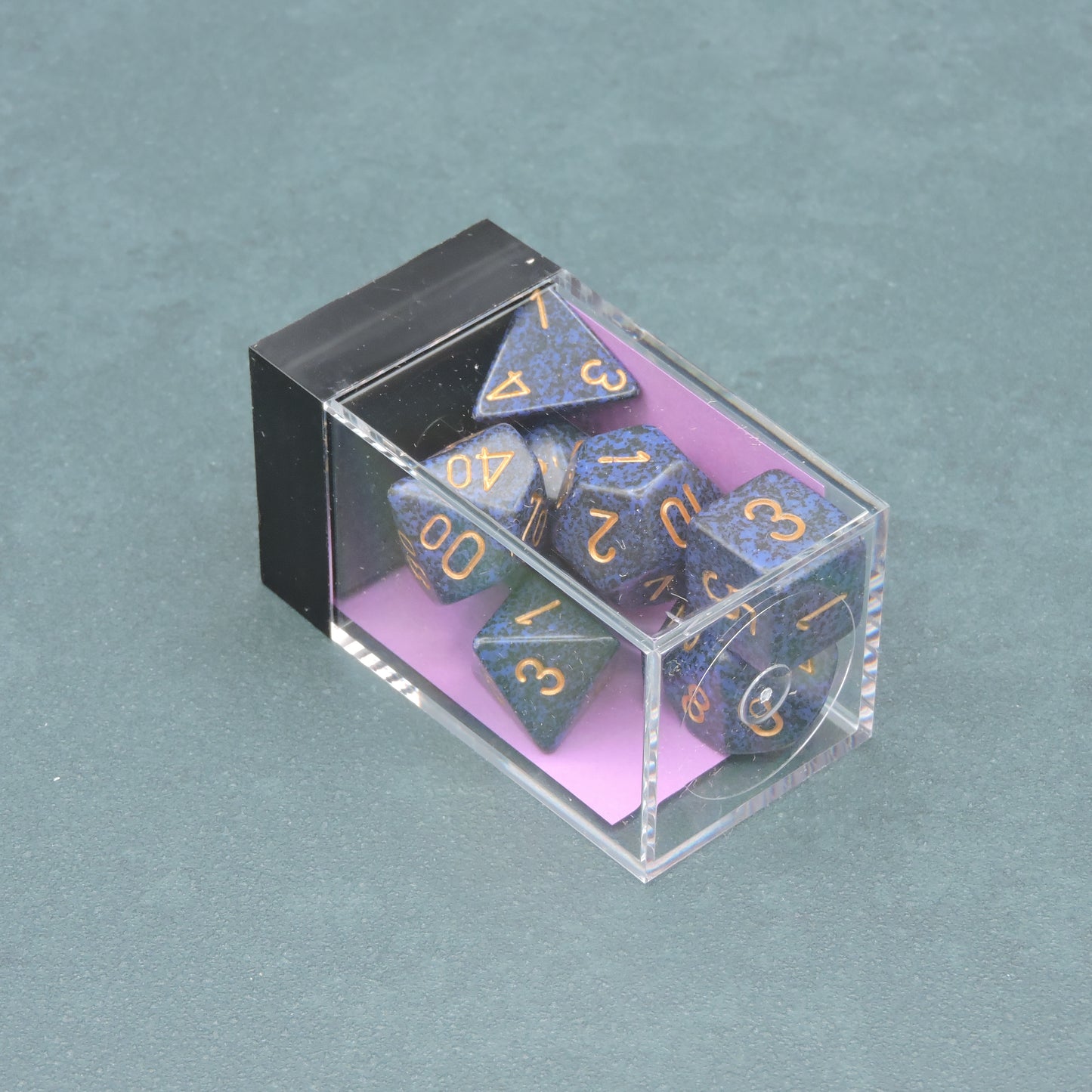 Golden Cobalt Polyhedral 7-die Set