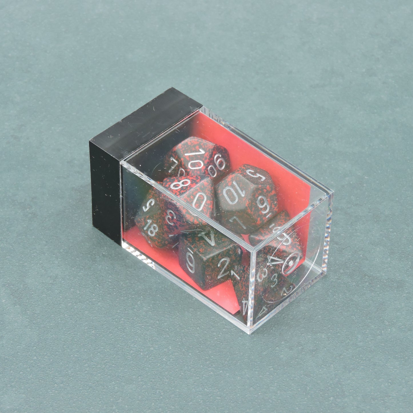 Silver Volcano Speckled Polyhedral 7-die Set