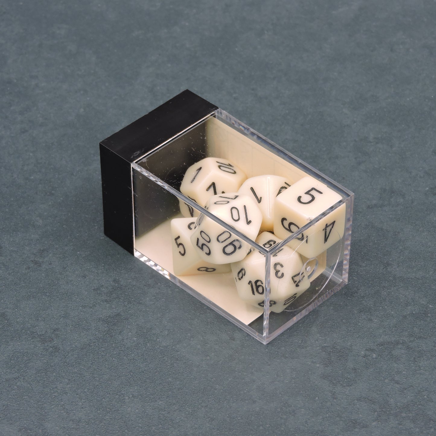 Ivory w/ black Opaque Polyhedral 7-die Set