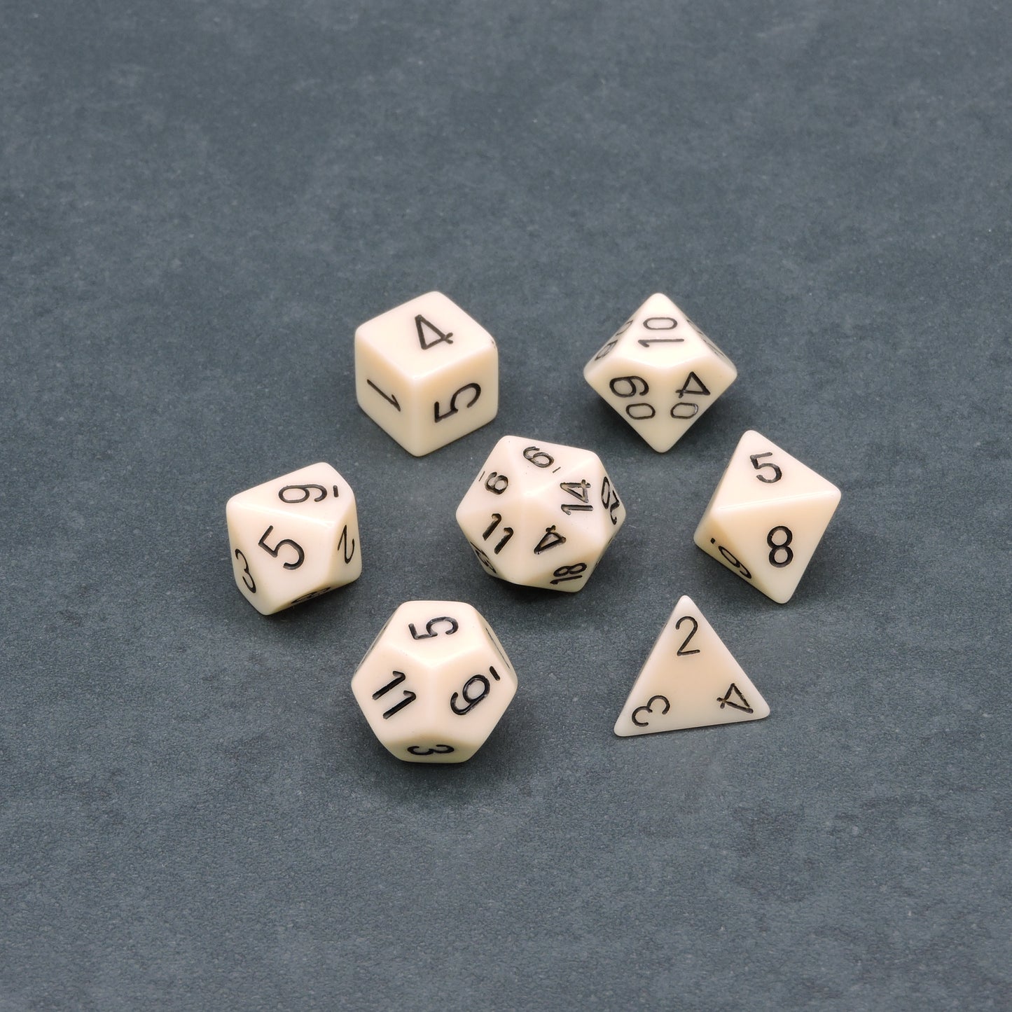 Ivory w/ black Opaque Polyhedral 7-die Set