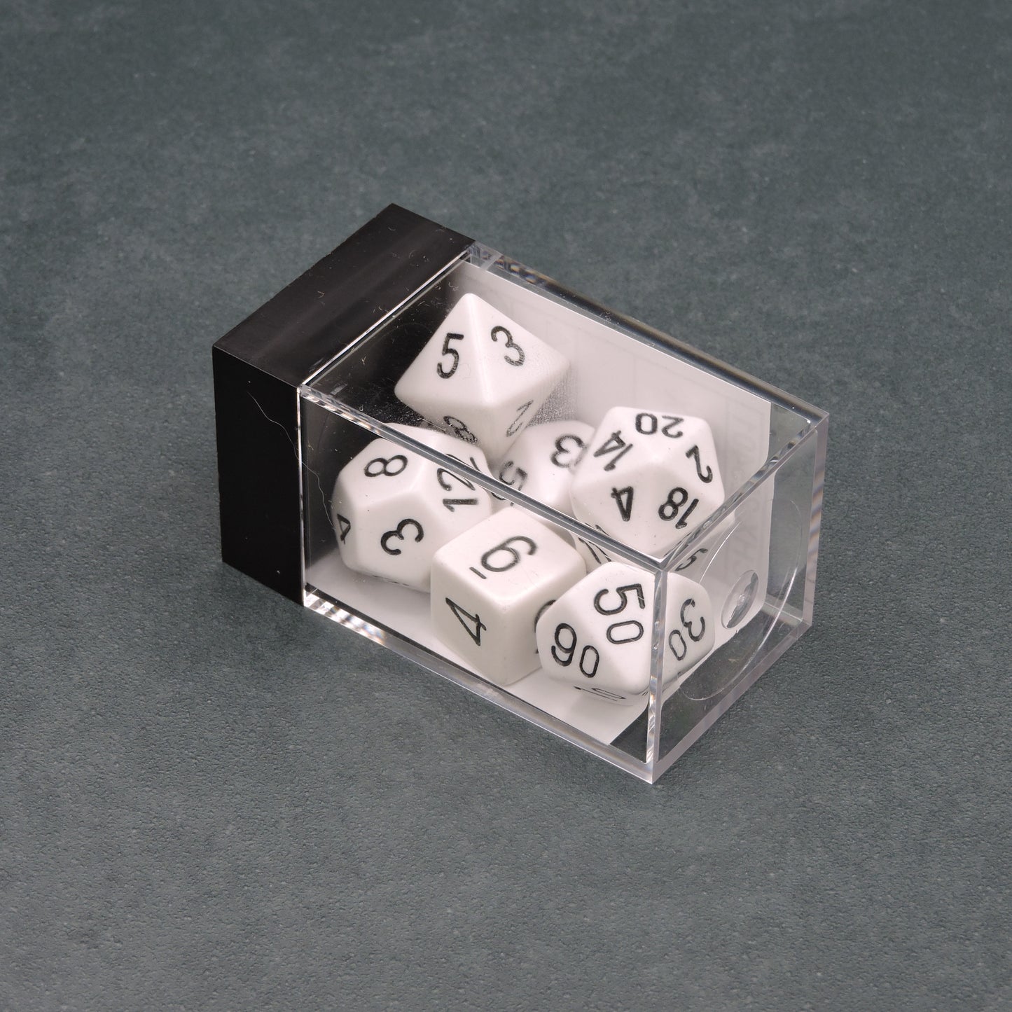 White w/ black Opaque Polyhedral 7-die Set