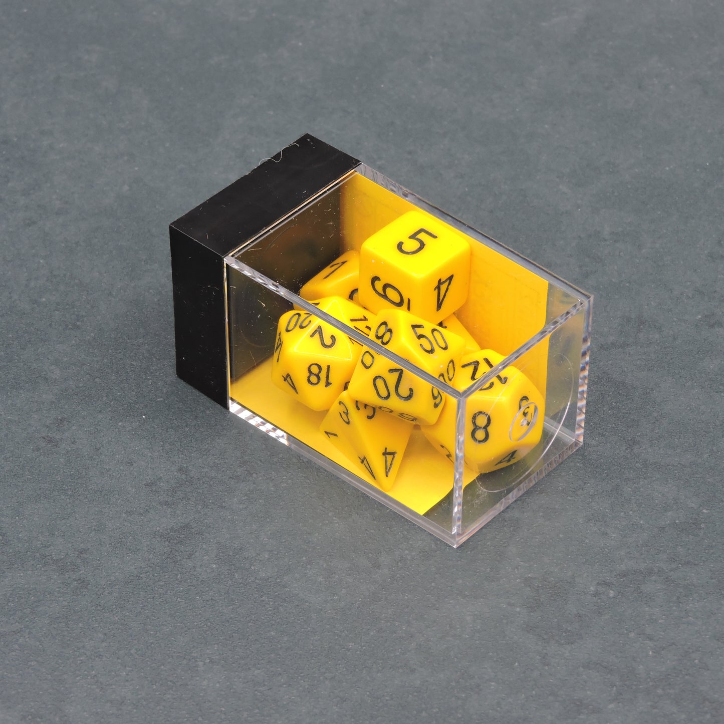 Yellow w/ black Opaque Polyhedral 7-die Set