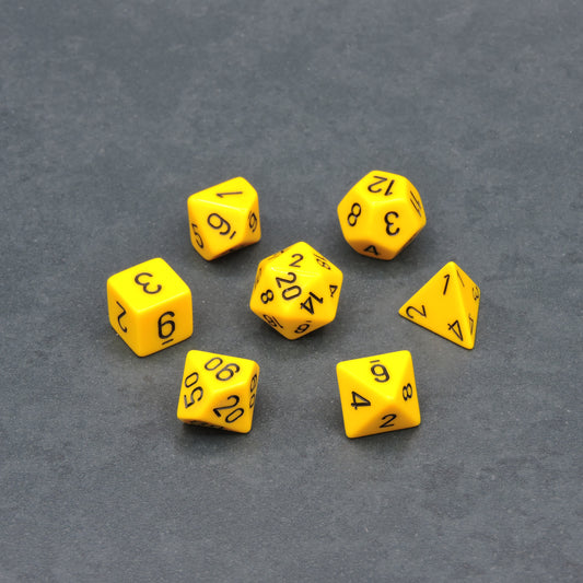 Yellow w/ black Opaque Polyhedral 7-die Set