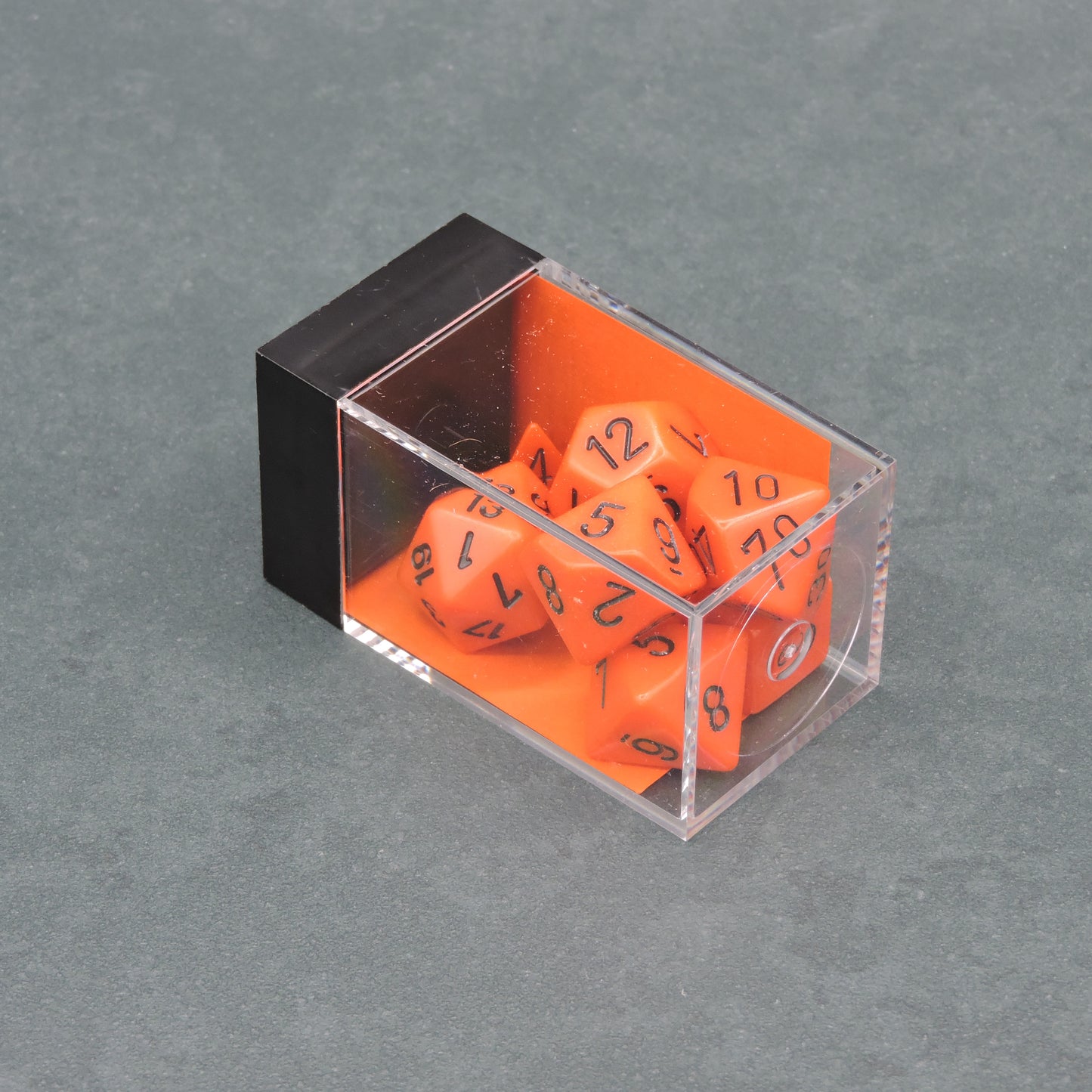 Orange w/ black Opaque Polyhedral 7-die Set