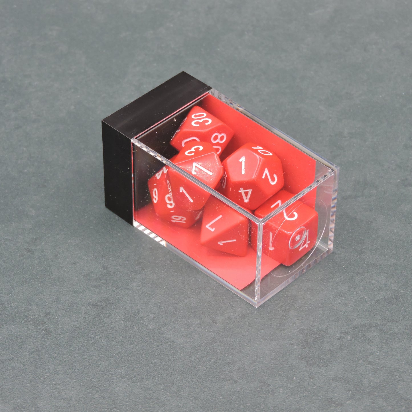 Red w/ white Opaque Polyhedral 7-die Set