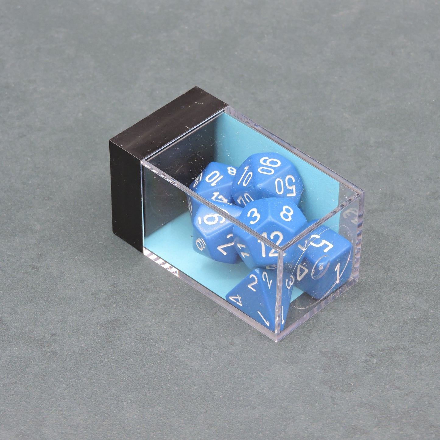 Blue w/ white Opaque Polyhedral 7-die Set