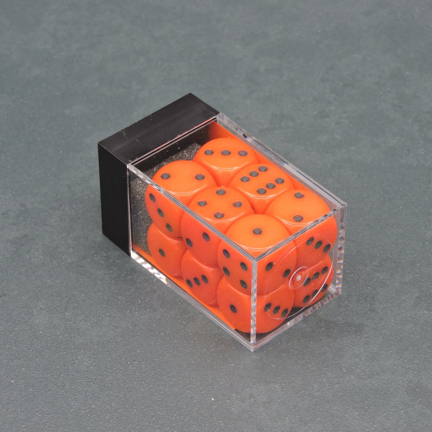 Orange w/ black Opaque 16mm d6 Dice Block (12 dice)