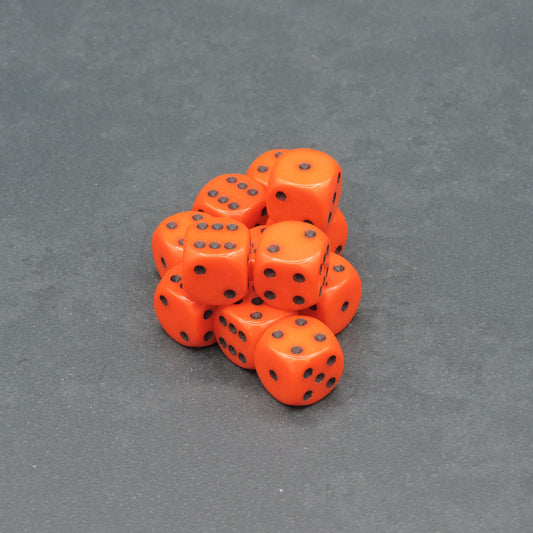 Orange w/ black Opaque 16mm d6 Dice Block (12 dice)