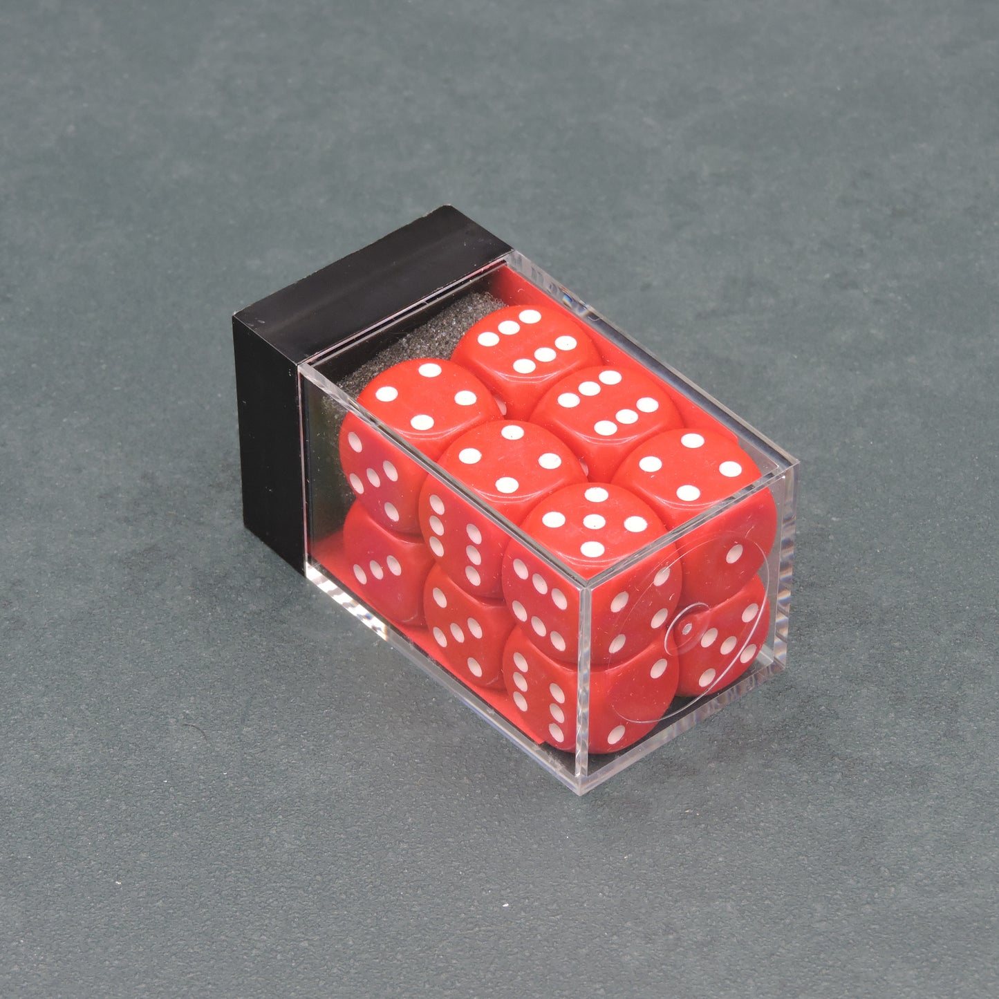 Red w/ white Opaque 16mm d6 Dice Block (12 dice)