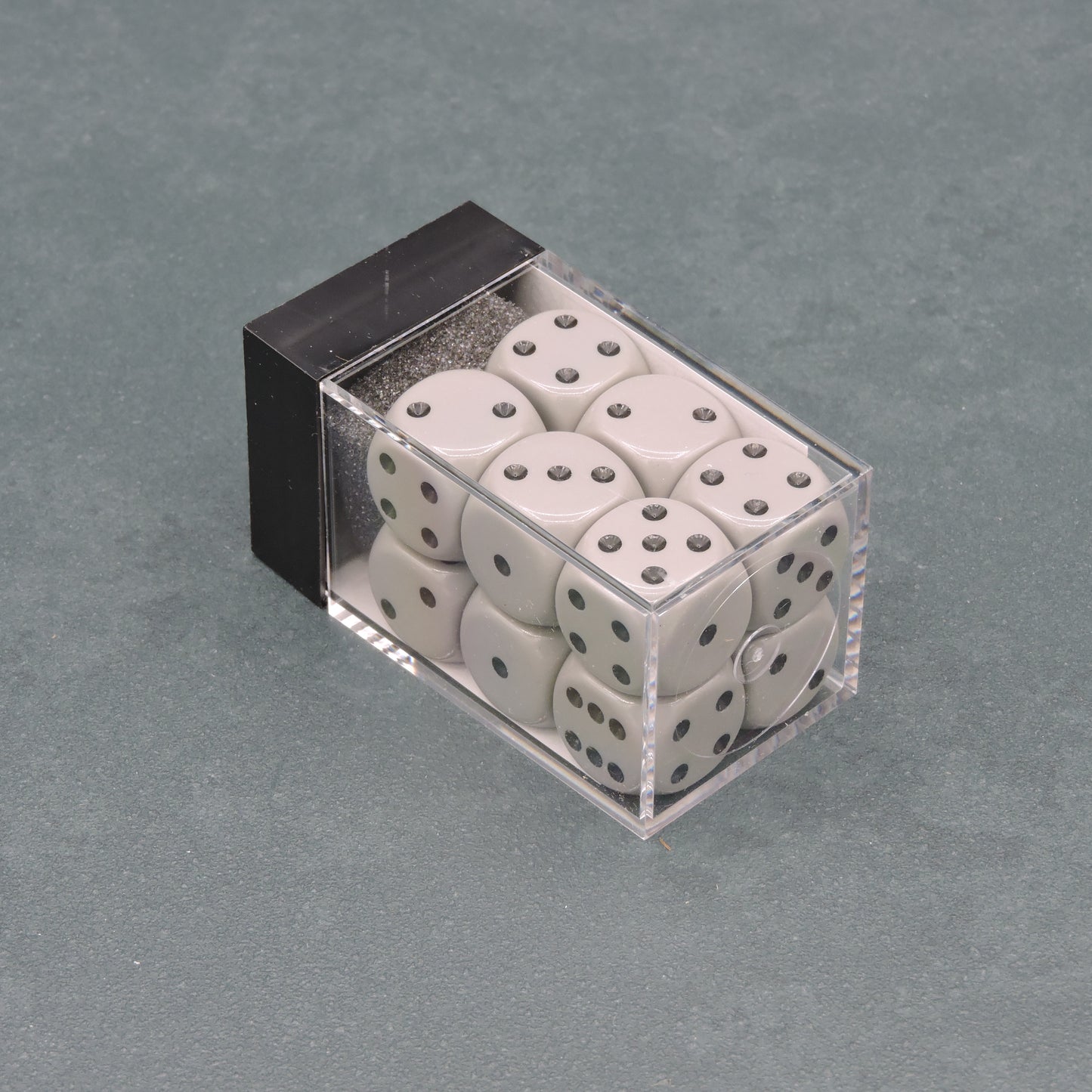 Grey w/ black Opaque 16mm d6 Dice Block (12 dice)