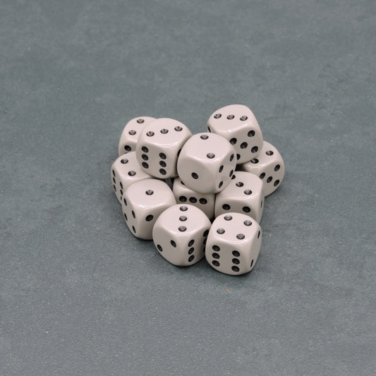 Grey w/ black Opaque 16mm d6 Dice Block (12 dice)