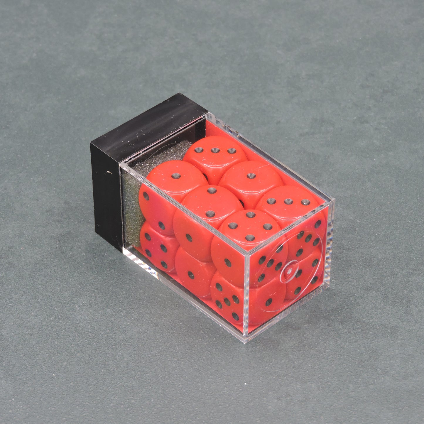 Red w/ black Opaque 16mm d6 Dice Block (12 dice)