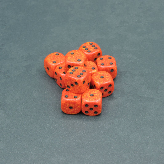 Fire Speckled 16mm d6 Dice Block (12 dice)