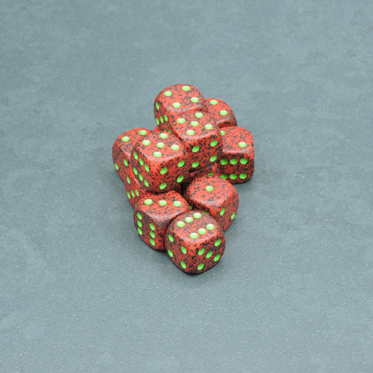 Strawberry Speckled 16mm d6 Dice Block (12 dice)