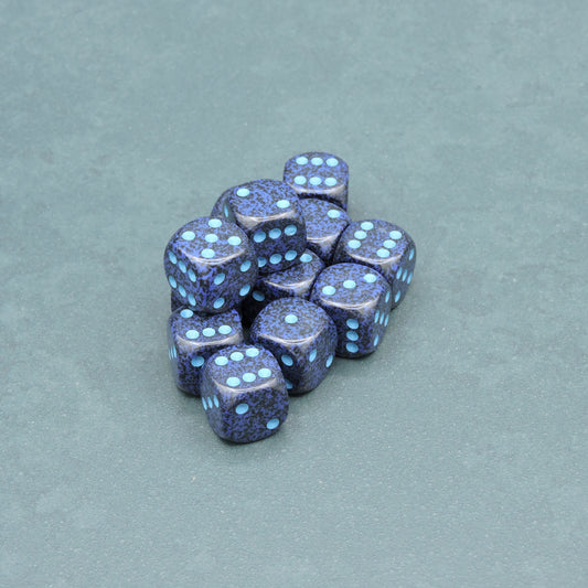 Cobalt Speckled 16mm d6 Dice Block (12 dice)