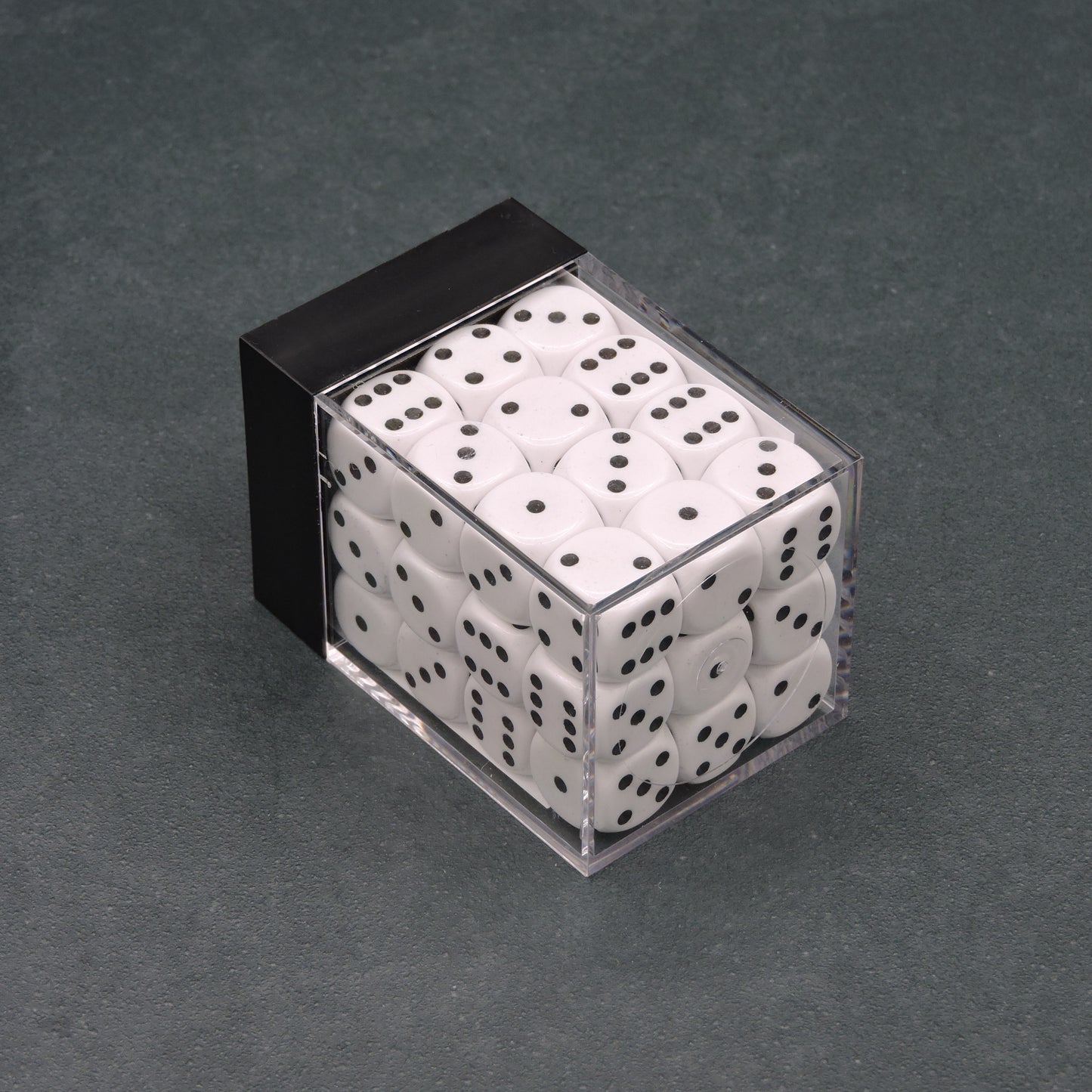 White w/ black Opaque 12mm d6 Dice Block (36 dice)