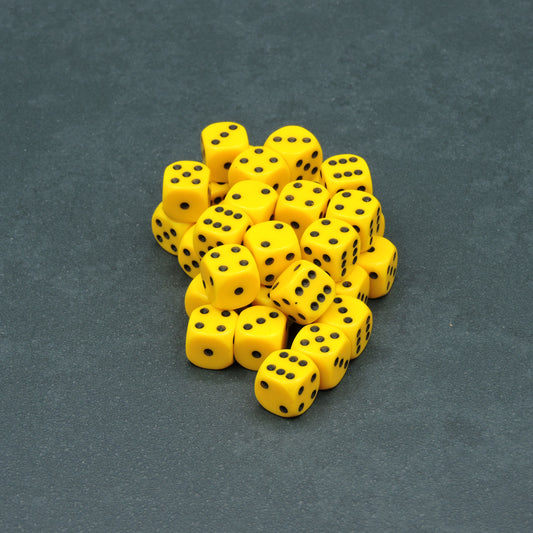 Yellow w/ black Opaque 12mm d6 Dice Block (36 dice)