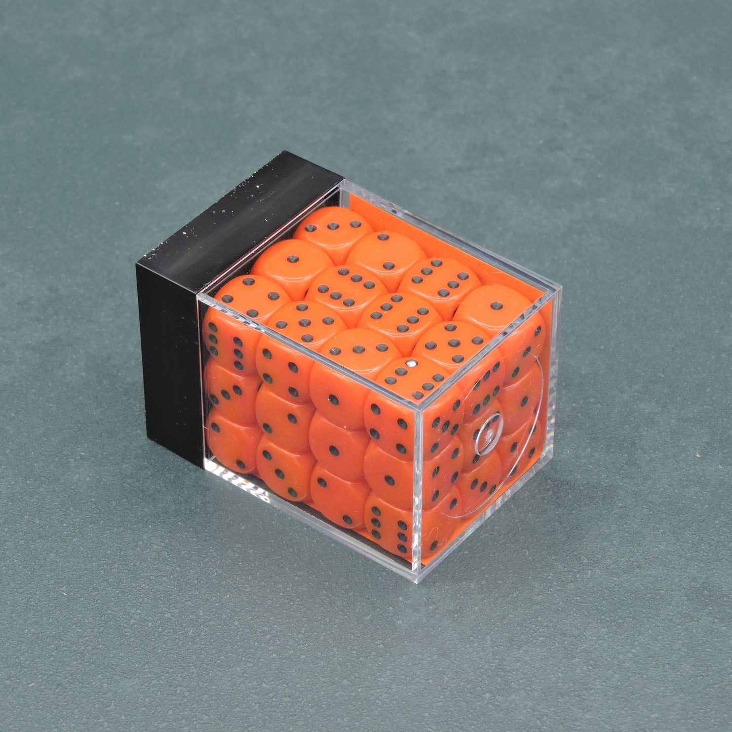 Orange w/ black Opaque 12mm d6 Dice Block (36 dice)