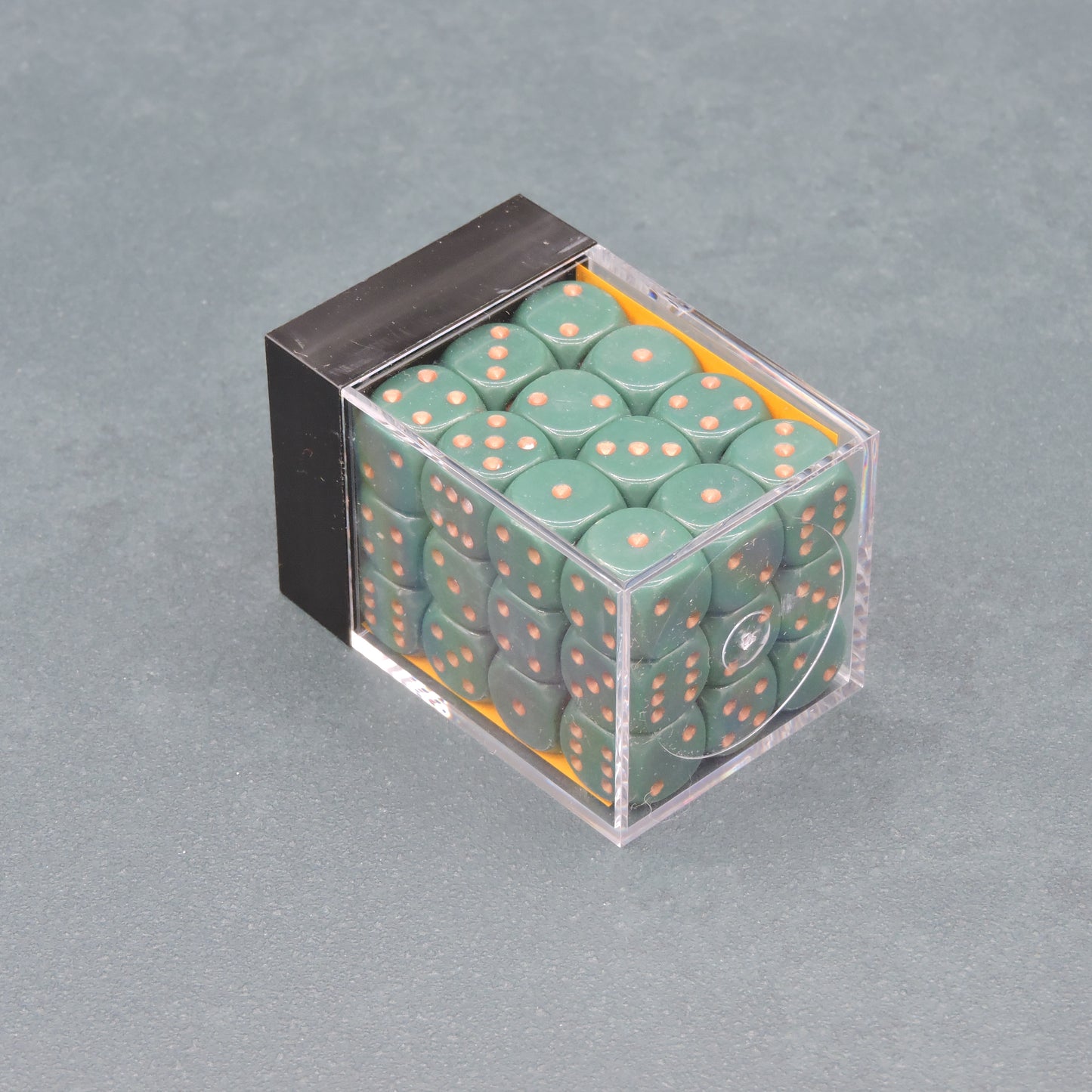 Dusty Green w/ copper Opaque 12mm d6 Dice Block (36 dice)