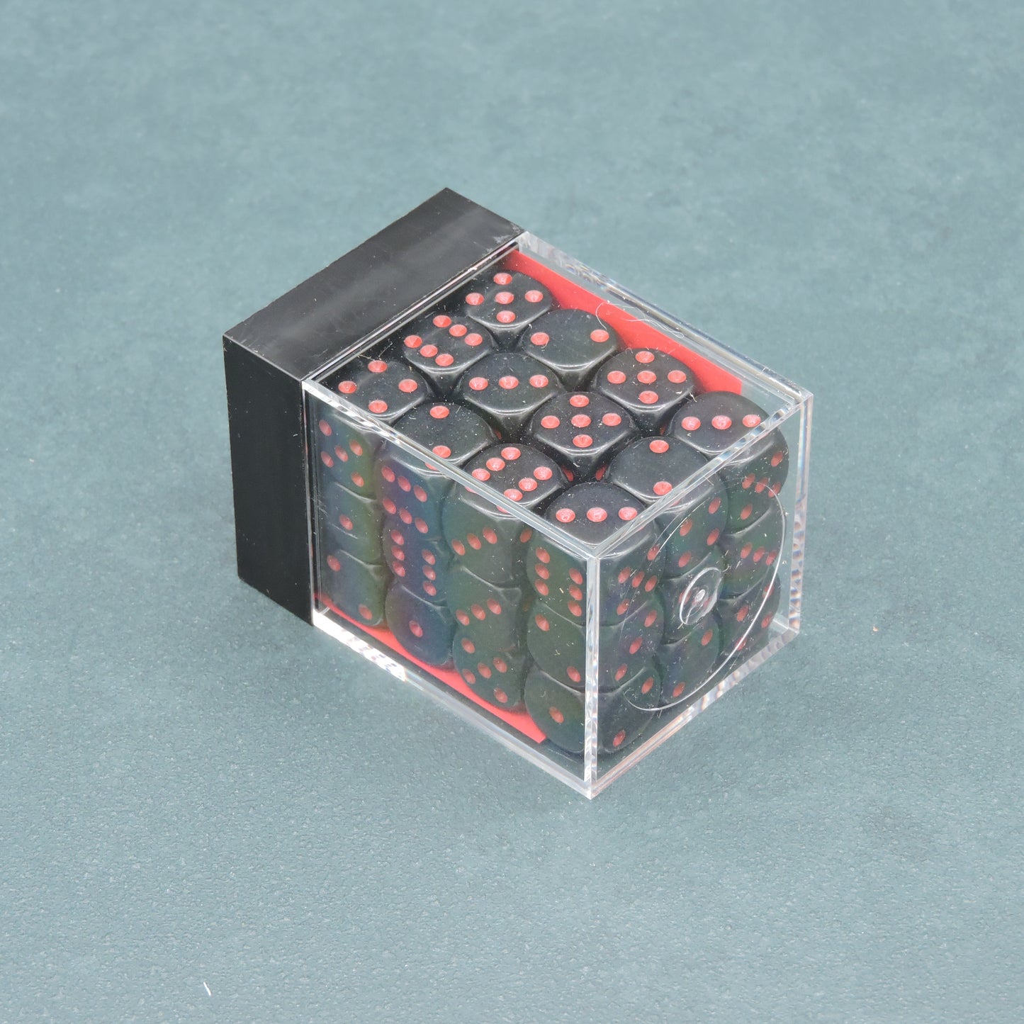 Black w/ red Opaque 12mm d6 Dice Block (36 dice)