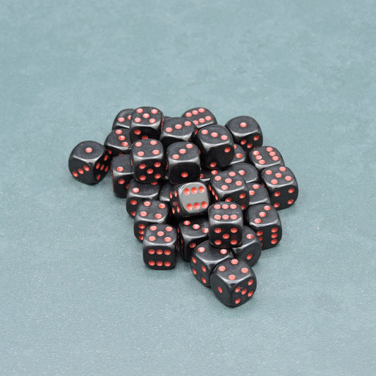 Black w/ red Opaque 12mm d6 Dice Block (36 dice)