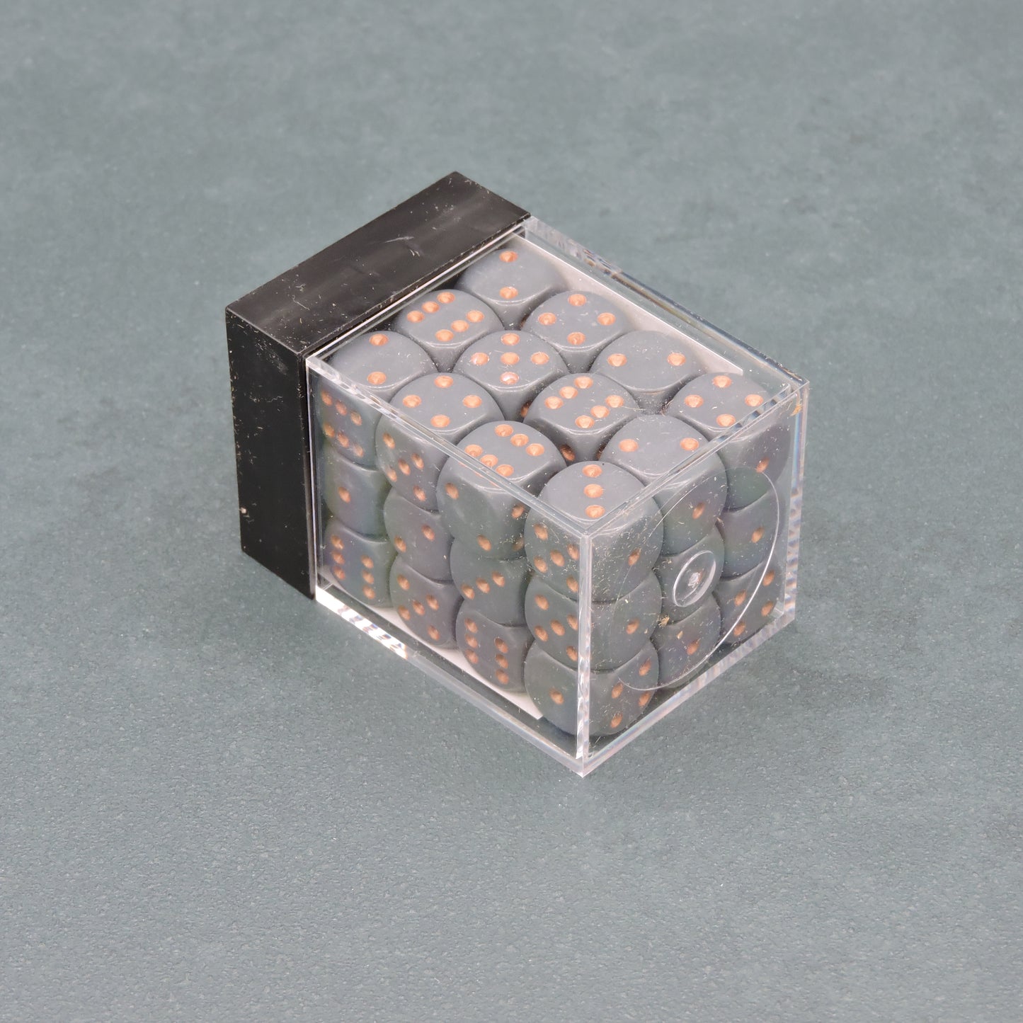 Dark Grey w/ copper Opaque 12mm d6 Dice Block (36 dice)