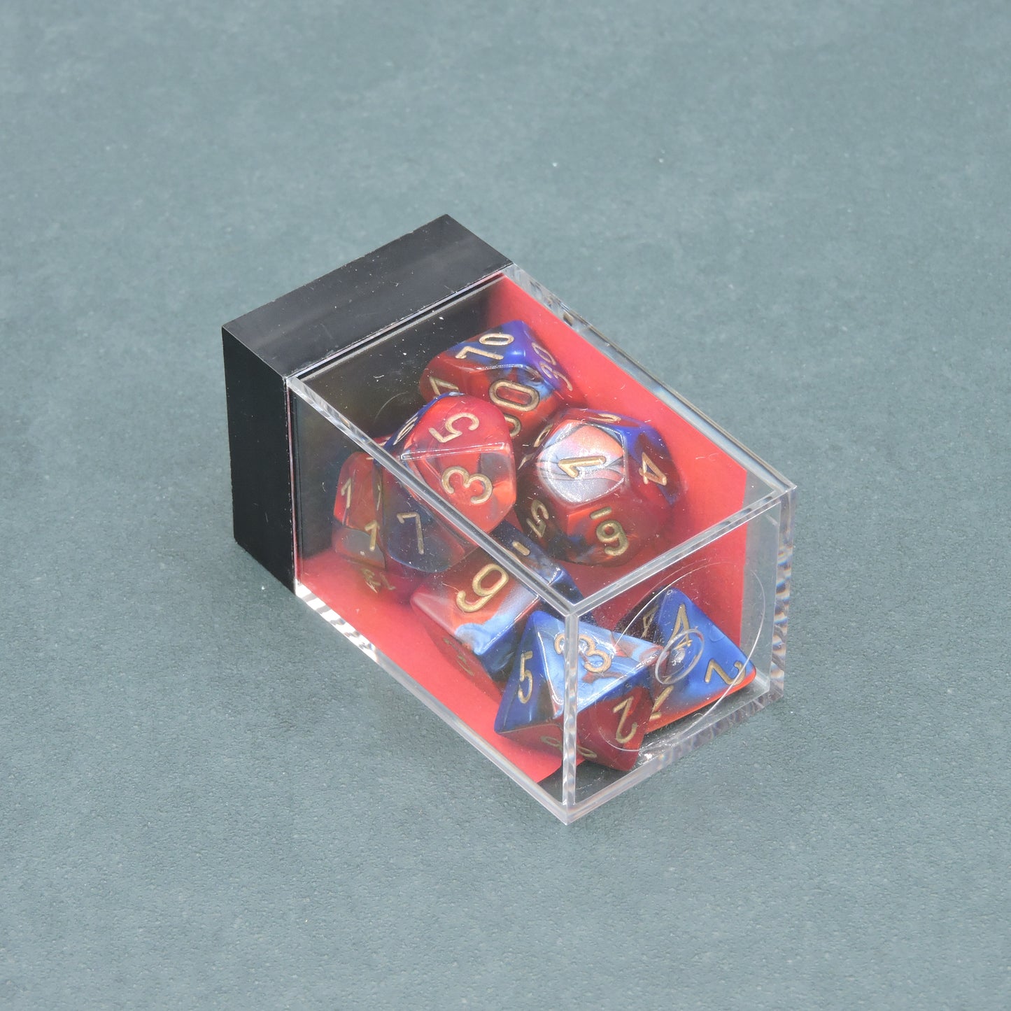 Blue-Red w/ gold Gemini Polyhedral 7-die Set