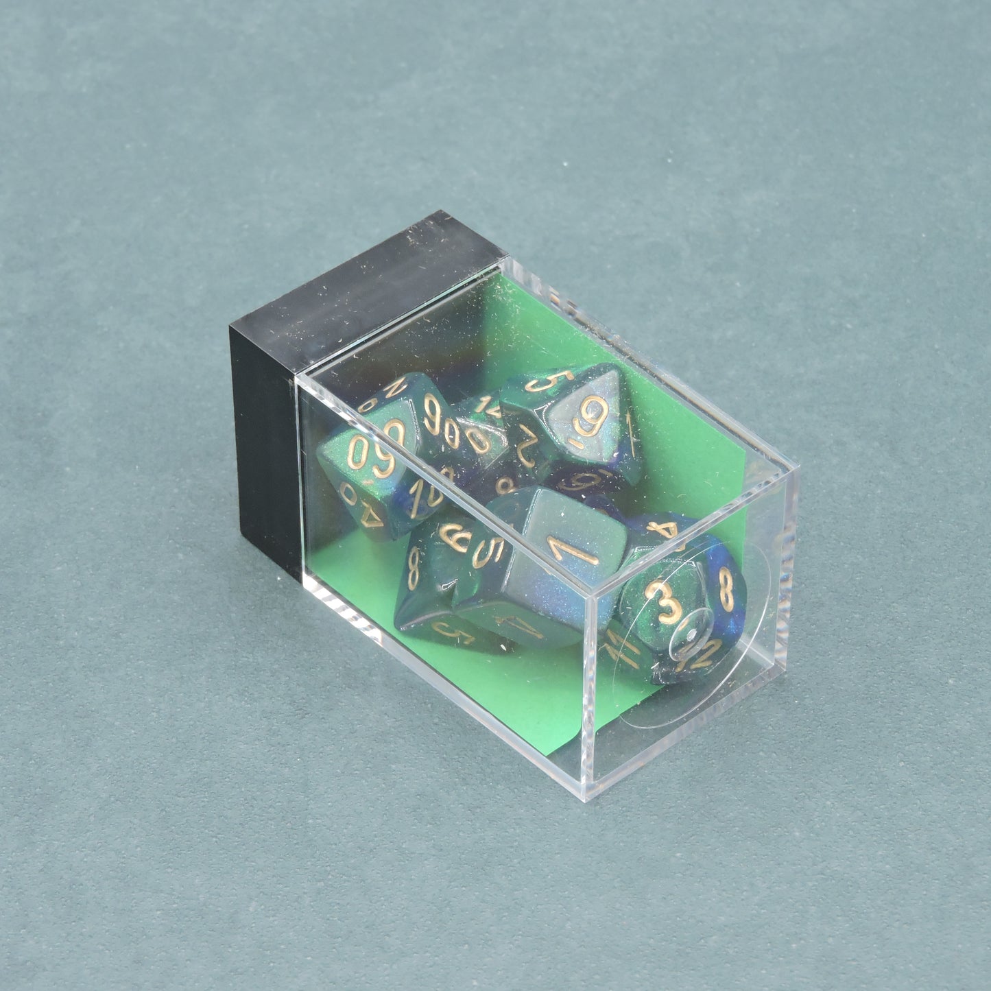 Blue-Green w/ gold Gemini Polyhedral 7-die Set