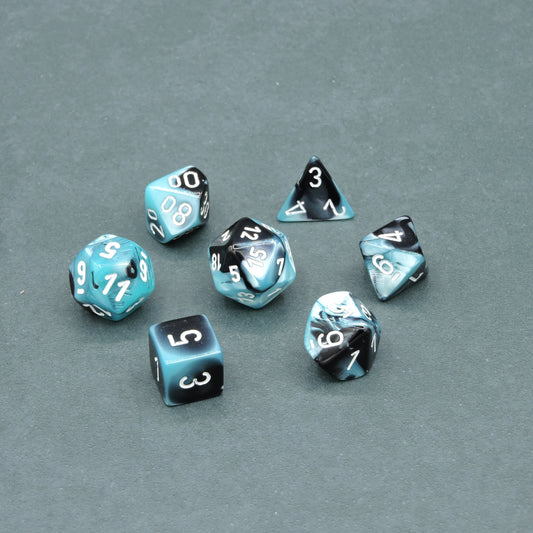 Black-Shell w/ white Gemini Polyhedral 7-die Set