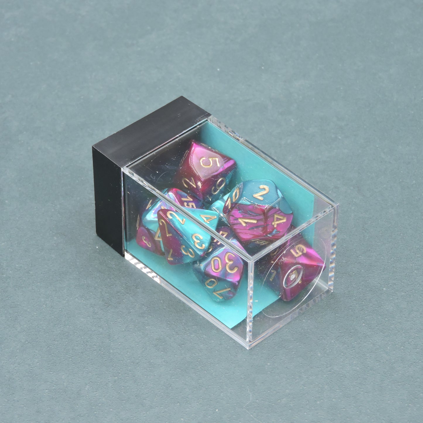 Purple-Teal w/ gold Gemini Polyhedral 7-die Set