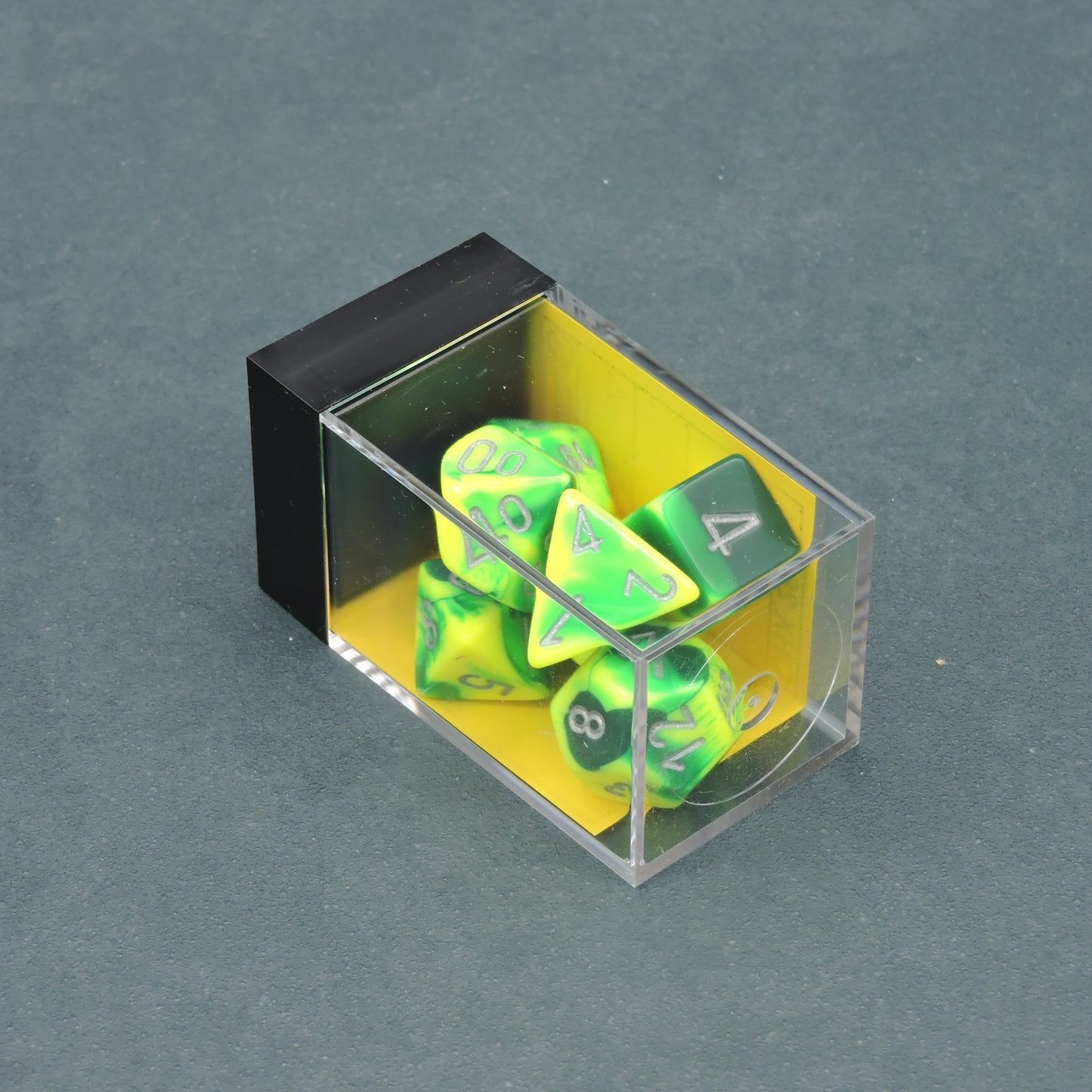 Green-Yellow w/ silver Gemini Polyhedral 7-die Set