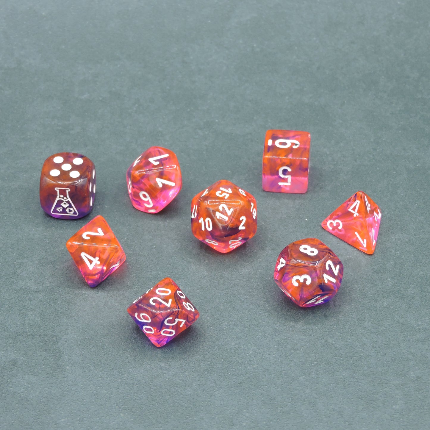 Black Light Special w/ white Nebula Polyhedral 8-die Set