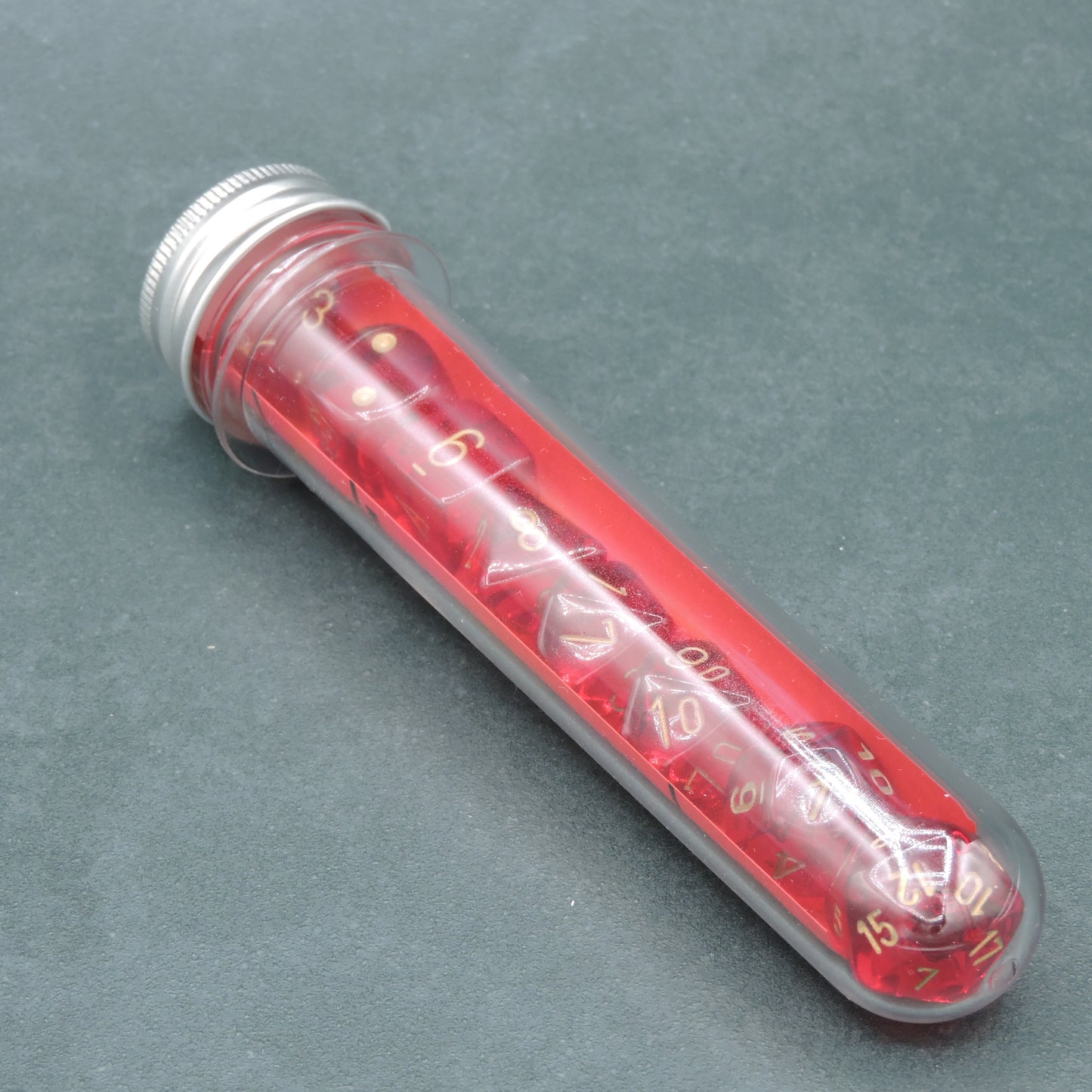 Crimson w/ gold Translucent Polyhedral 8-die Set