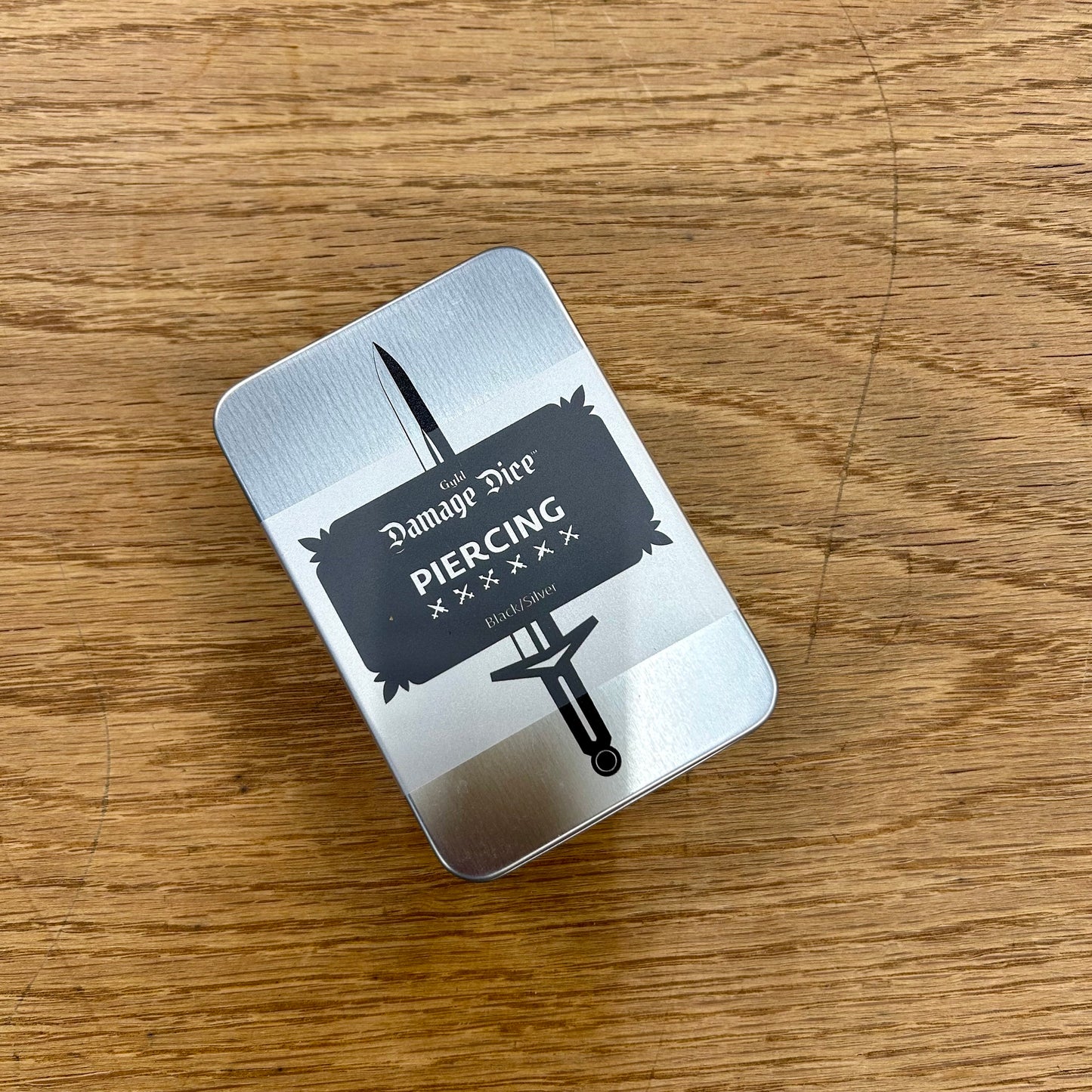 Piercing Damage Dice (metal - black w/ silver)