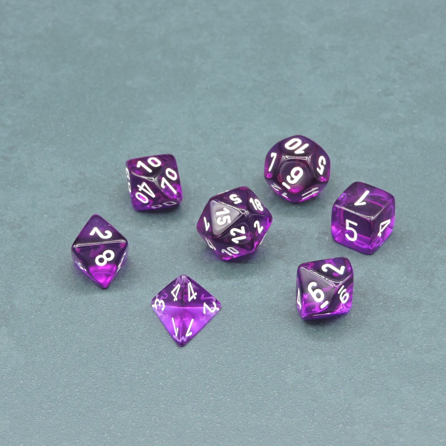 Purple w/ white Translucent Polyhedral 7-die Set