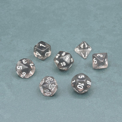 Smoke w/ white Translucent Polyhedral 7-die Set